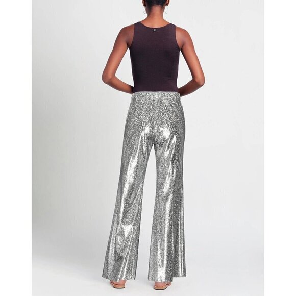 Forte Forte Encanto Fil Coupe Lurex Flare Pants Estrella Silver Womens Size 00 U - Picture 4 of 16